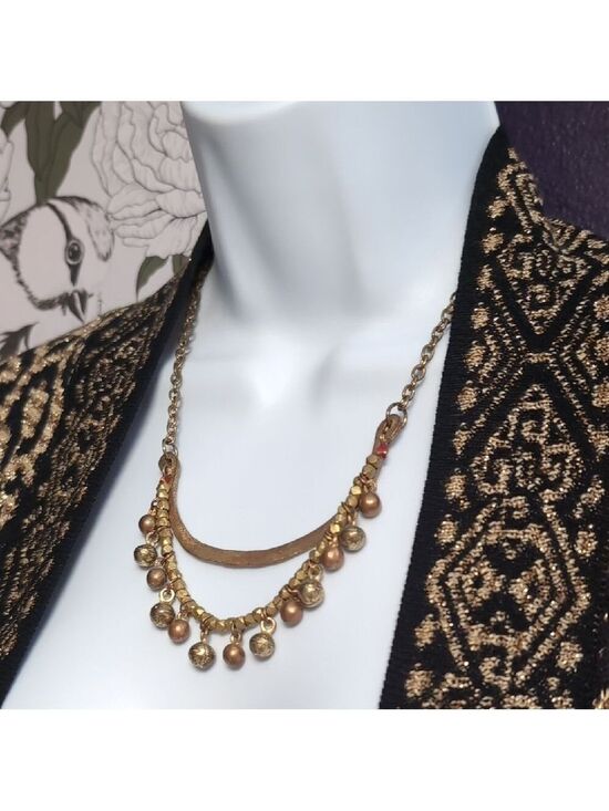 Jewelry - Elegant Gold Necklace with Beaded Charms